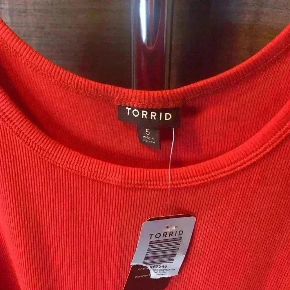 Torrid Cotton Rib Double Scoop Neck Tank Top Red Size 3X & 4X - Picture 6 of 7